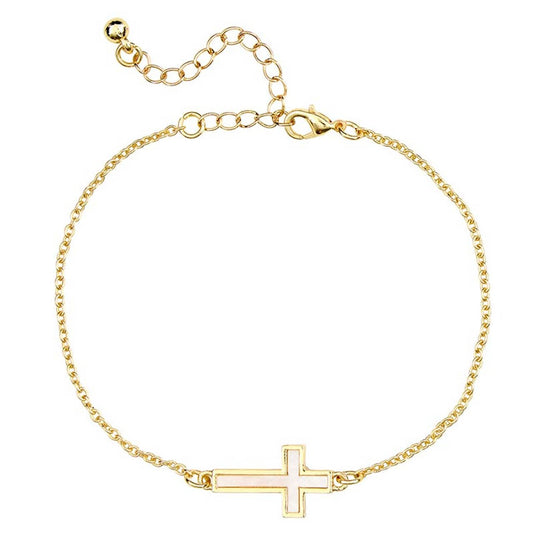 Mother of Pearl Cross Filled Display