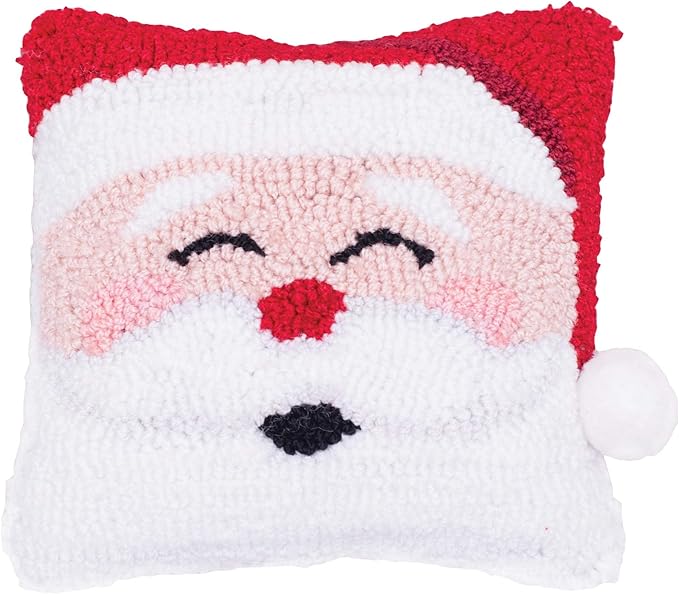 Happy Santa Hooked Pillow