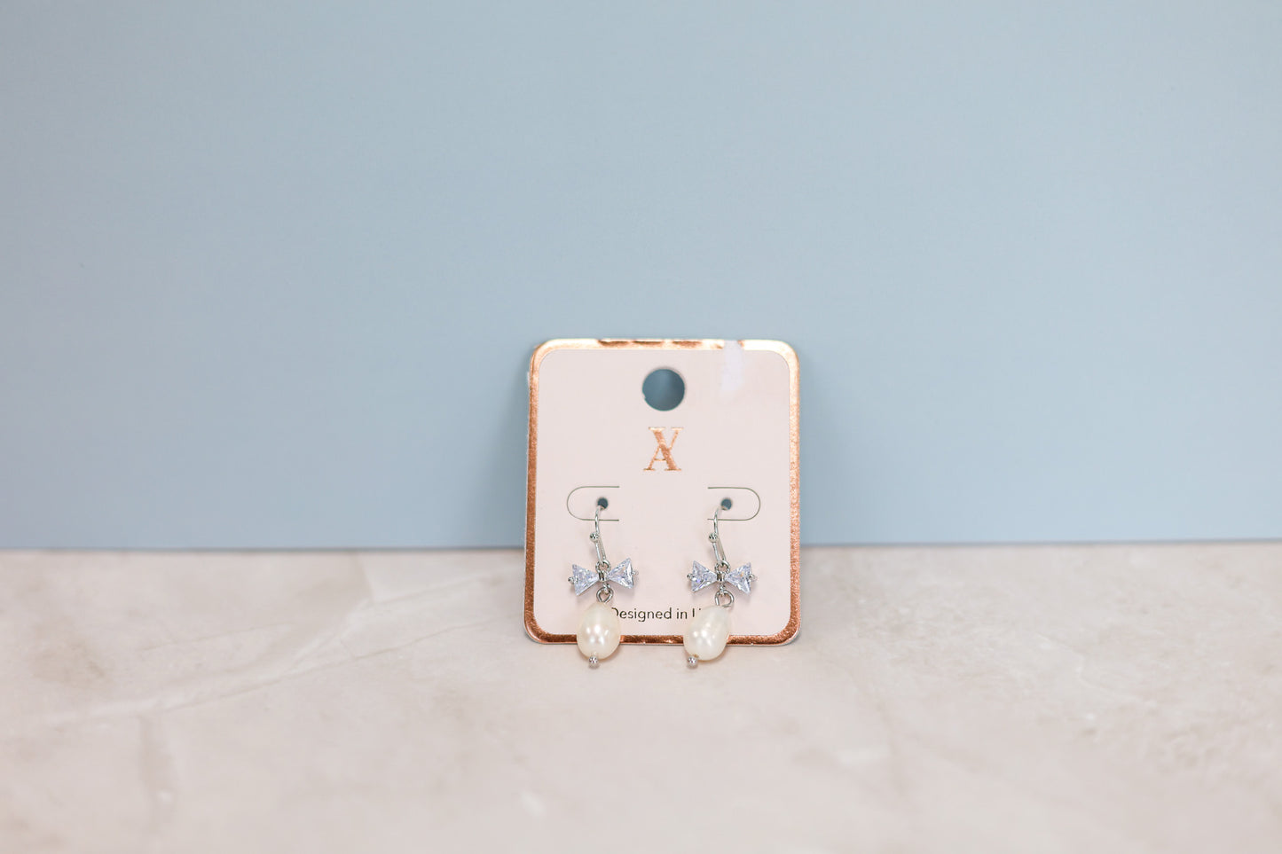Pearl and Silver Bow Earrings