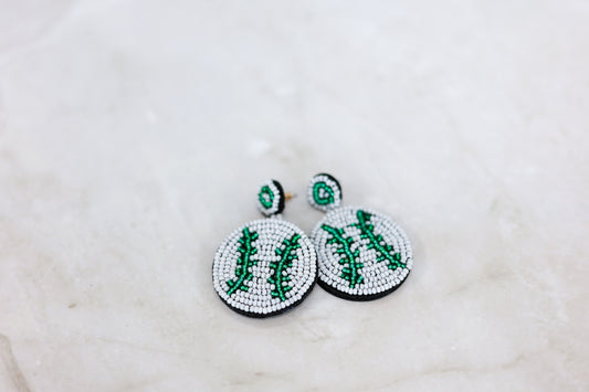 Beaded Baseball Earrings