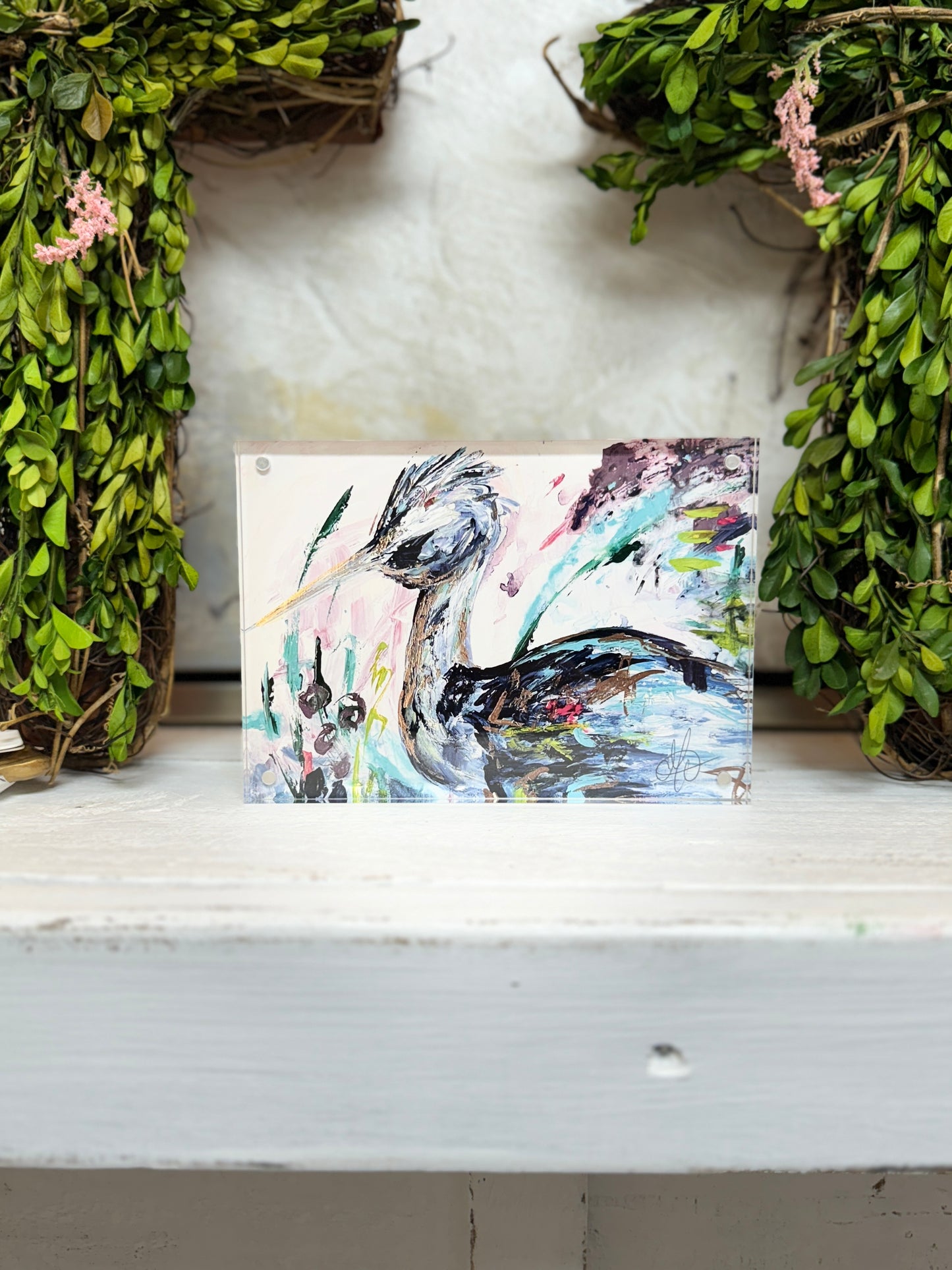 Watercolor Bird in Acrylic Frame