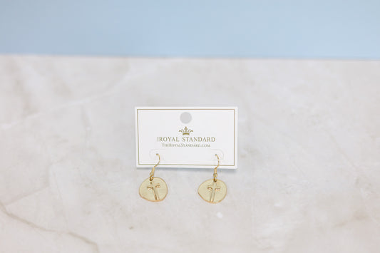 Round Gold Cross Earrings