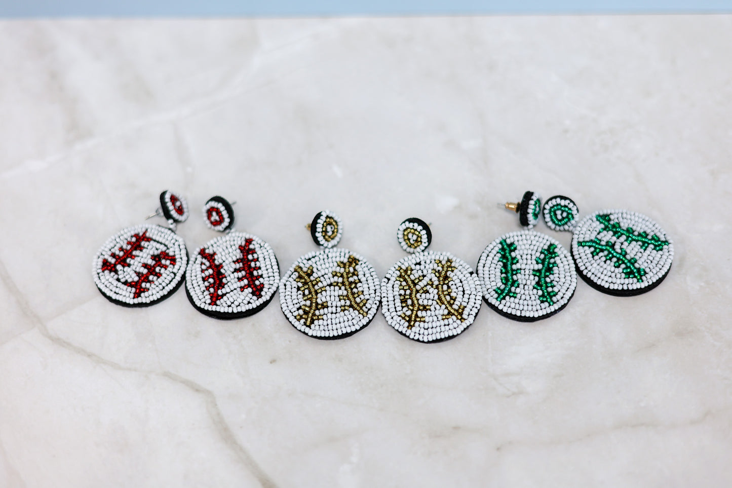 Beaded Baseball Earrings
