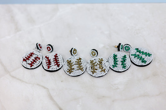 Beaded Baseball Earrings
