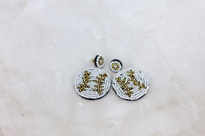 Beaded Baseball Earrings