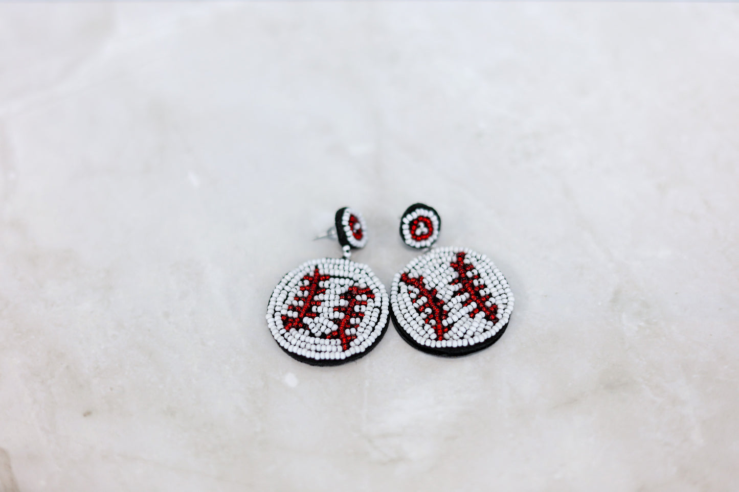 Beaded Baseball Earrings
