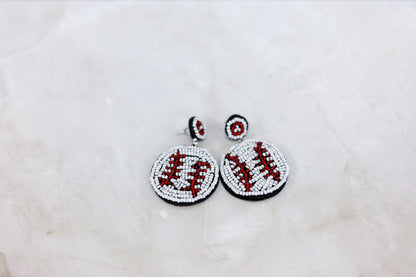 Beaded Baseball Earrings