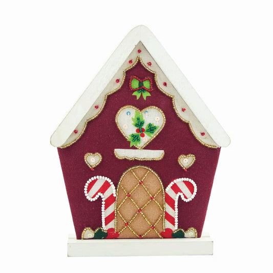 Embellished Red Christmas House Figurine