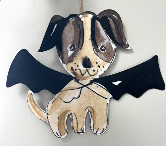 Bat Themed Metal Dog Decor