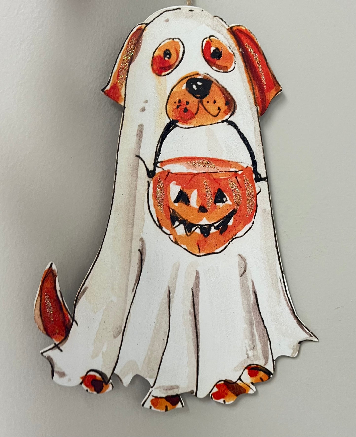 Halloween Ghost Metal Dog Decor