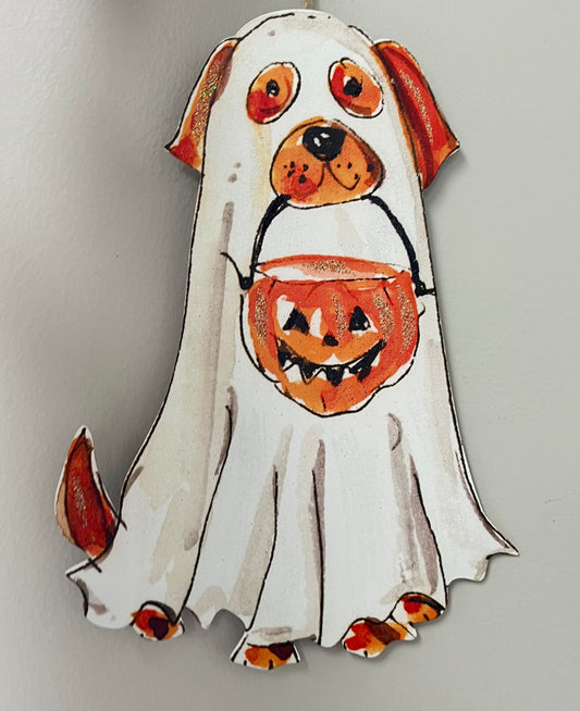 Halloween Ghost Metal Dog Decor