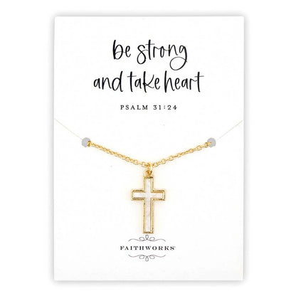 Psalm 31:24 Mother of Pearl Necklace