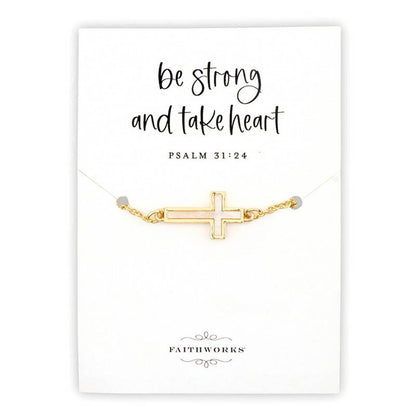Psalm 31:24 Mother of Pearl Bracelet
