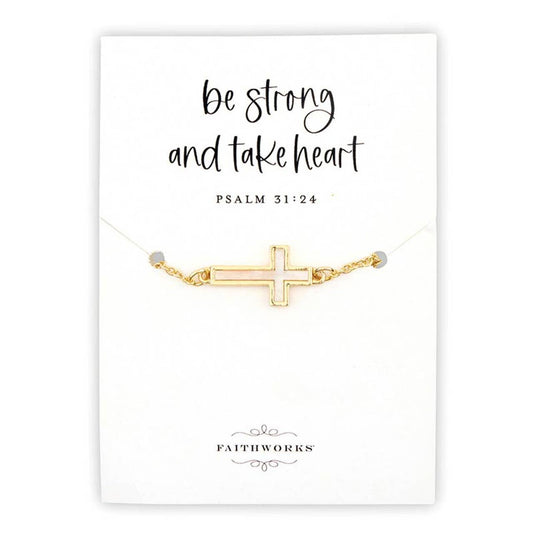 Psalm 31:24 Mother of Pearl Bracelet