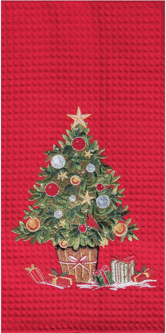 Red Christmas Tree Kitchen Towel