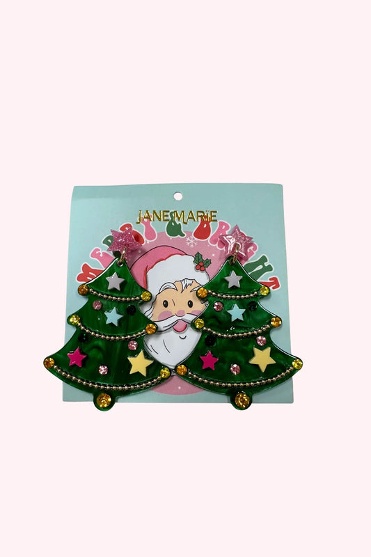 Jane Marie Acrylic Colorful Christmas Tree Earrings
